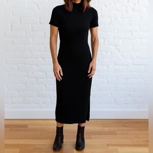 ✨ Lucca Couture Black Ribbed Knit Sweater Dress